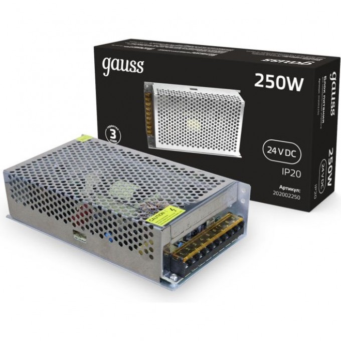 Блок питания GAUSS 250W 24V IP20 1/36 202002250