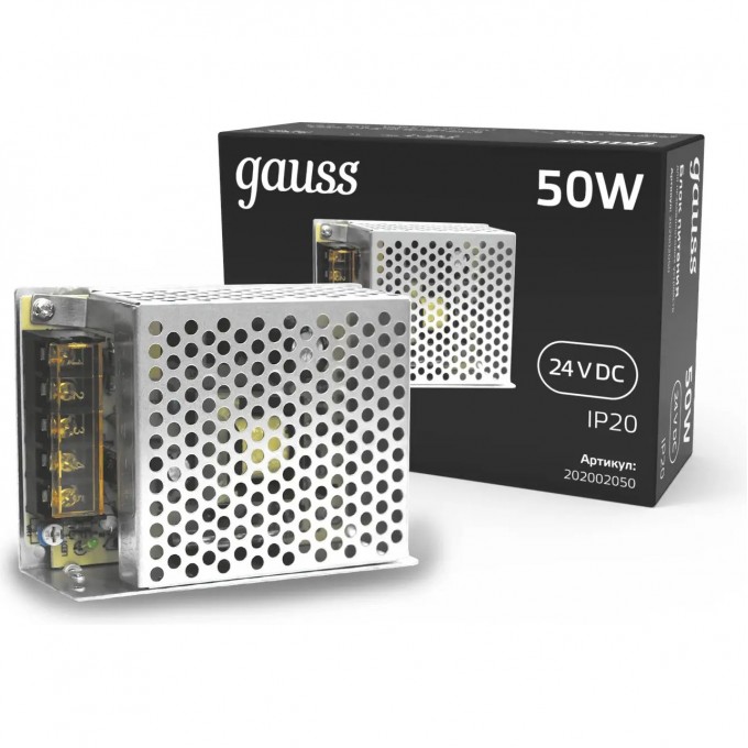 Блок питания GAUSS BLACK 50W 24V IP20 1/120 202002050