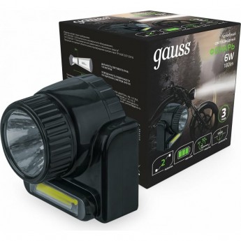 Фонарь налобный GAUSS GFL309 6W 180lm Lead acid 800mAh LED 1/12/72