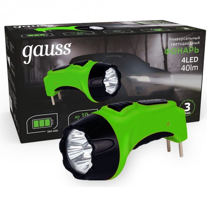 Фонарь ручной GAUSS GFL104 4LED 40lm lead acid 350mAh LED GF104