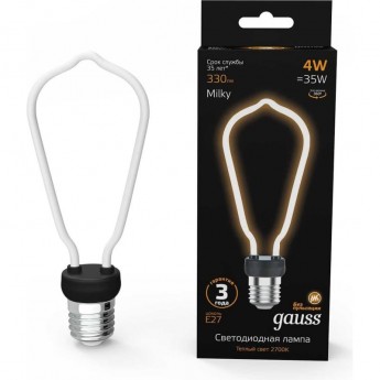 Лампа GAUSS BLACK FILAMENT ARTLINE ST64 4W 330LM 2700К Е27 MILKY LED 1/10/100