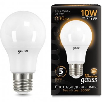 Лампа GAUSS BLACK LED A60 10W E27 3000K