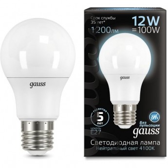 Лампа GAUSS BLACK LED A60 GLOBE 12W E27 4100K