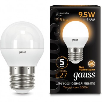 Лампа GAUSS BLACK LED GLOBE E27 9.5W 3000K