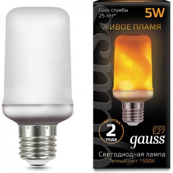 Лампа GAUSS BLACK LED T65 CORN FLAME 5W E27 1500K