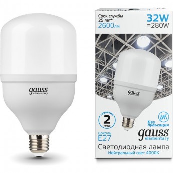 Лампа GAUSS ELEMENTARY LED T100 E27 32W 2600LM