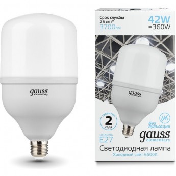 Лампа GAUSS ELEMENTARY LED T120 E27 42W 3700LM