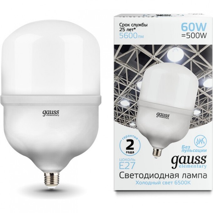 Лампа GAUSS ELEMENTARY LED T160 E27 60W 5600LM 63236