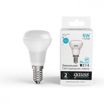 Лампа GAUSS ELEMENTARY R50 6W 450LM 4100K Е14 LED 1/10/50