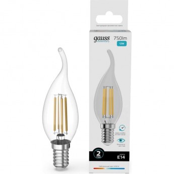 Лампа GAUSS FILAMENT ELEMENTARY Свеча на ветру 12W 750lm 4100К Е14 LED 1/10/100