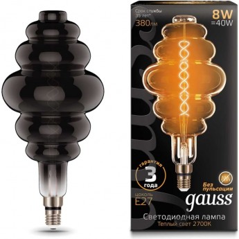 Лампа GAUSS FILAMENT HONEYCOMB 8W 380lm 2700К Е27 gray flexible LED