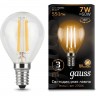 Лампа GAUSS FILAMENT Шар 7W 550lm 2700К Е14 LED 105801107