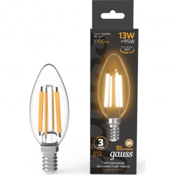 Лампа GAUSS FILAMENT Свеча 13W 1100lm 2700К Е14 LED