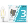 Лампа GAUSS FILAMENT Свеча 7W 580lm 4100К Е14 LED (3 лампы в упаковке) 103901207T