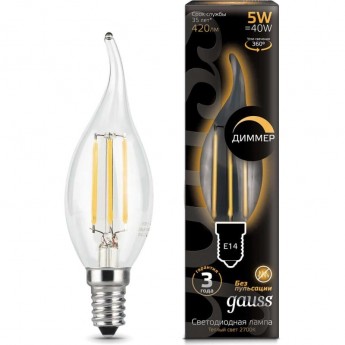 Лампа GAUSS FILAMENT Свеча на ветру 5W 420lm 2700К Е14 диммируемая LED