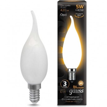 Лампа GAUSS FILAMENT Свеча на ветру 5W 420lm 2700К Е14 LED