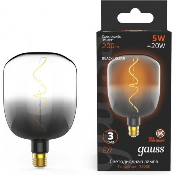 Лампа GAUSS FILAMENT V140 5W 200lm 1800К Е27 black-clear flexible LED