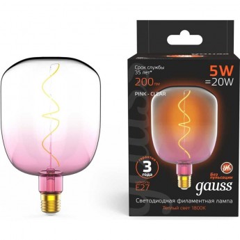 Лампа GAUSS FILAMENT V140 5W 200lm 1800К Е27 pink-clear flexible LED