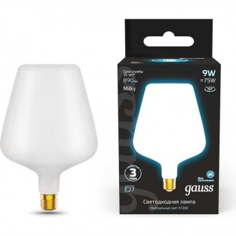 Лампа GAUSS FILAMENT V160 9W 890lm 4100К Е27 milky LED