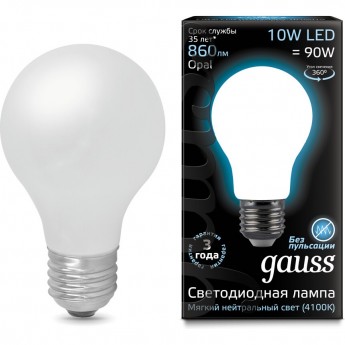 Лампа GAUSS LED BLACK FILAMENT A60 OPAL E27 10W 4100К