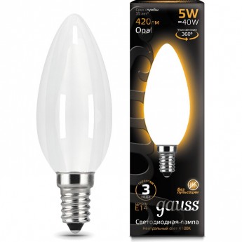 Лампа GAUSS LED BLACK FILAMENT CANDLE OPAL E14 5W 2700К