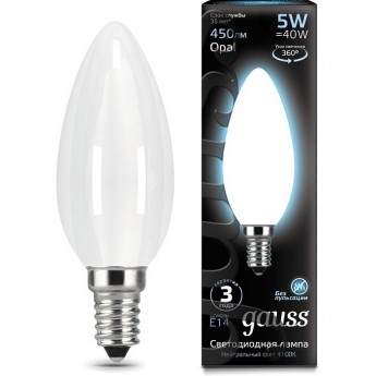 Лампа GAUSS LED BLACK FILAMENT CANDLE OPAL E14 5W 4100К