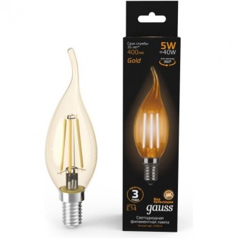 Лампа GAUSS LED BLACK FILAMENT CANDLE TAILED E14 5W 2700K GOLDEN