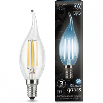 Лампа GAUSS LED BLACK FILAMENT CANDLE TAILED E14 5W 4100K