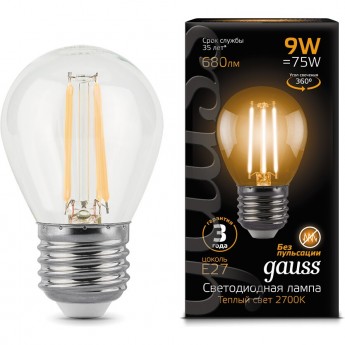 Лампа GAUSS LED BLACK FILAMENT GLOBE E27 9W 2700K