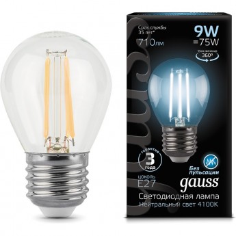 Лампа GAUSS LED BLACK FILAMENT GLOBE E27 9W 4100K