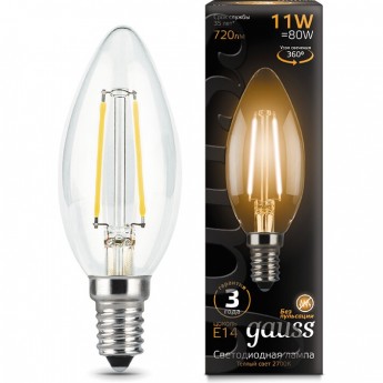 Лампа GAUSS LED BLACK FILAMENT Свеча E14 11W 720LM 2700К 1/10/50