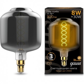 Лампа GAUSS LED VINTAGE BLACK FILAMENT FLEXIBLE DL180 8W E27 Gray 2400K