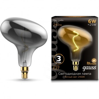 Лампа GAUSS LED VINTAGE BLACK FILAMENT FLEXIBLE FD180 6W E27 Gray 2400K