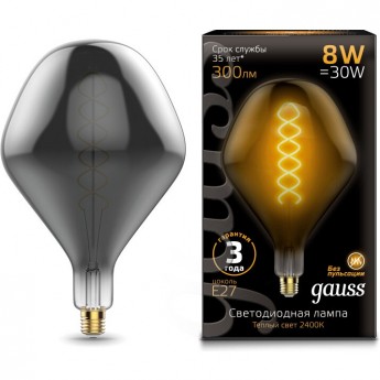 Лампа GAUSS LED VINTAGE BLACK FILAMENT FLEXIBLE SD160 8W E27 Gray 2400K