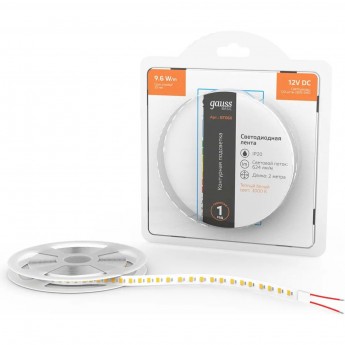 Лента GAUSS BASIC LED 2835/120 12V 9,6W/m 624lm/m 3000K 8mm IP20 2m Лента GAUSS BASIC LED 2835/120 12V 9,6W/m 624lm/m 3000K 8mm IP20 2m