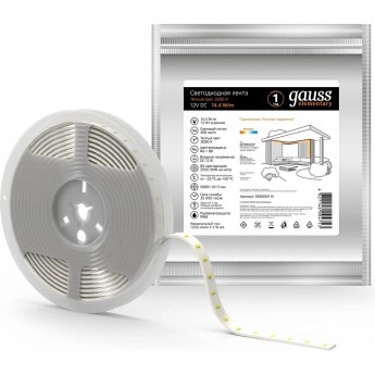 Лента GAUSS LED ELEMENTARY 5050/60 12V 14.4W 3000K 10mm IP66 5m (ZIP bag) 1/50