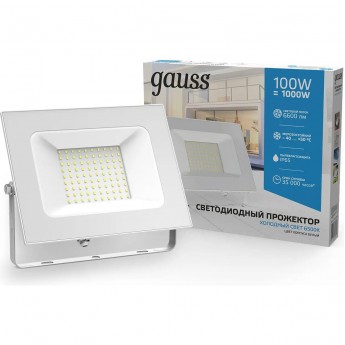 Прожектор GAUSS ELEMENTARY 100W 9500lm 6500K 175-265V IP65 LED 1/10 белый