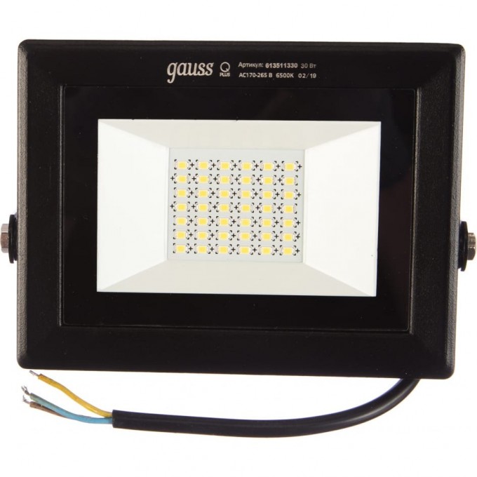 Прожектор GAUSS QPLUS 30W 3300lm 6500K 175-265V IP65 черный LED 1/10 613511330