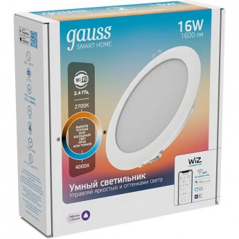 Светильник даунлайт GAUSS SMART HOME 16W1600lm2700-4000К 220-240V IP20 LED 1/30 диммирование