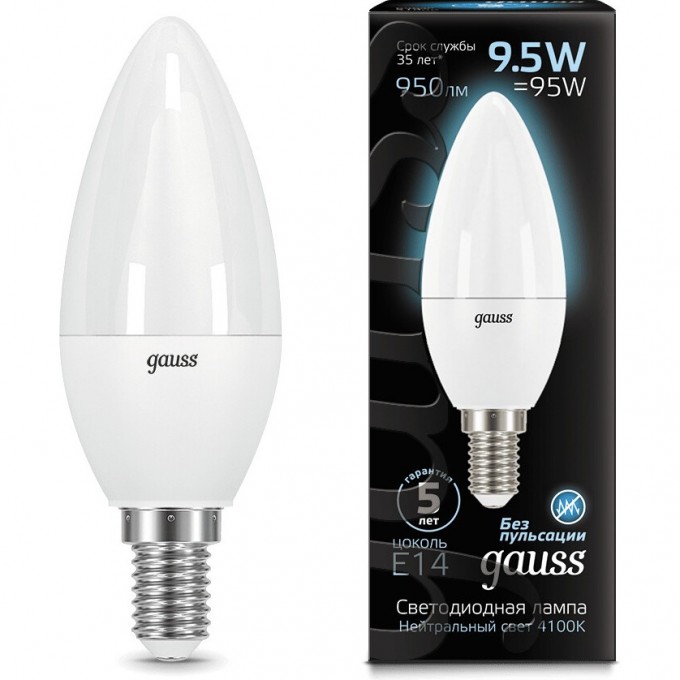 Светодиодная лампа GAUSS LED BLACK CANDLE E14 9.5W 4100К 103101210