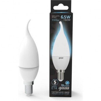 Светодиодная лампа GAUSS LED BLACK CANDLE TAILED E14 6.5W 4100K