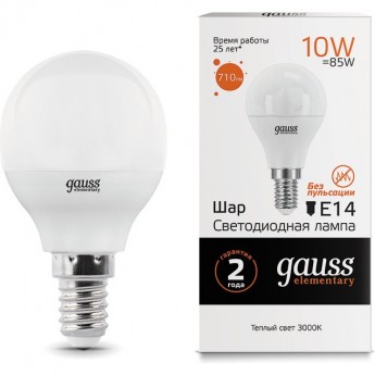 Светодиодная лампа GAUSS LED ELEMENTARY GLOBE 10W E14 3000K